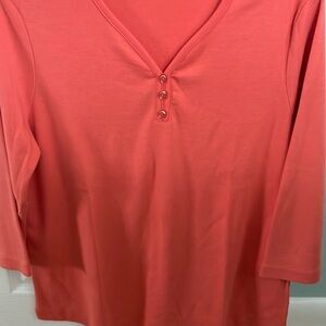 Ladies orange b neck with buttons